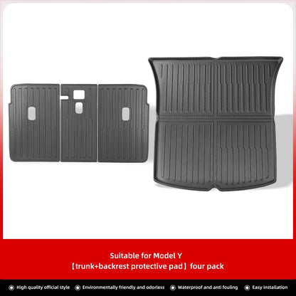 For Tesla Model Y 2021-2023 Rear Trunk Seat Backrest Cushion Anti-Kick Mat Car Accessories TPE Trunk Protection Pad