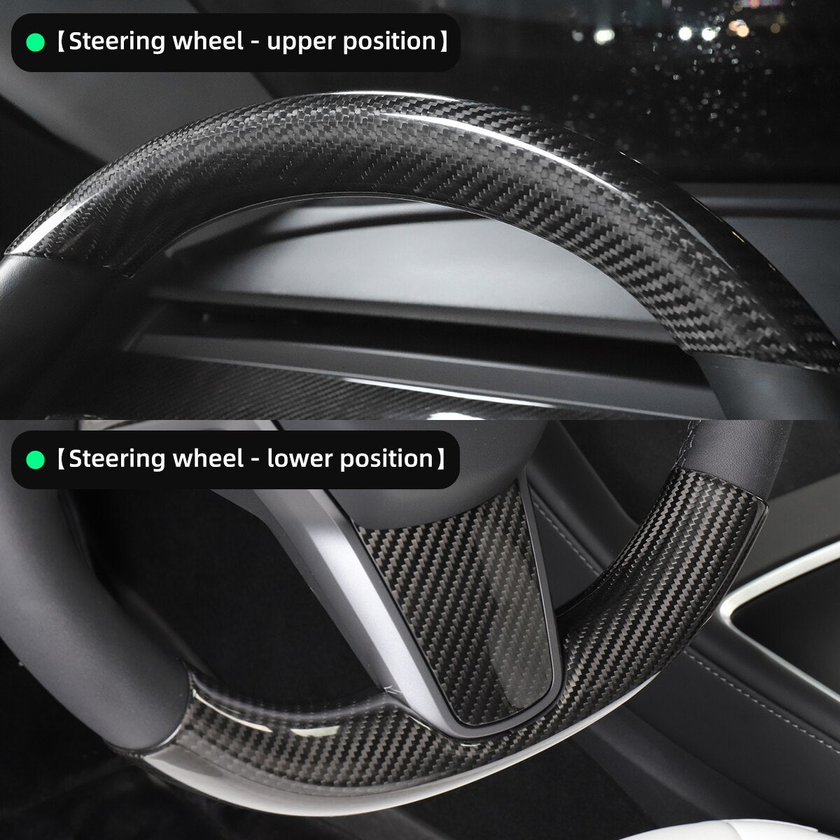 For Tesla Model3 Model Y 2021-2023 Car Steering Wheel Cover Carbon Fiber Steering Wheel Patch Modification Accessories