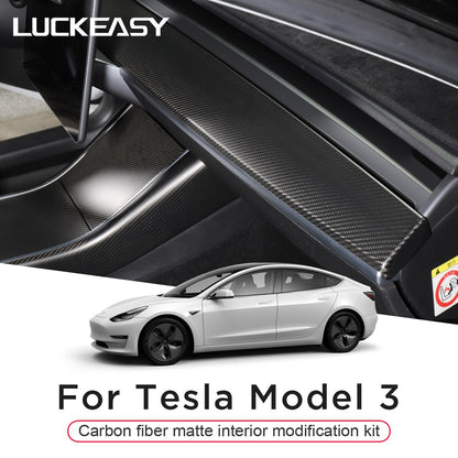 For Tesla Model3 model 3 Carbon Matte Window Button Center Control Door Lock Switch Complete Set Patch Car Accessories Interior