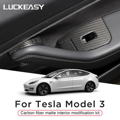 For Tesla Model3 model 3 Carbon Matte Window Button Center Control Door Lock Switch Complete Set Patch Car Accessories Interior