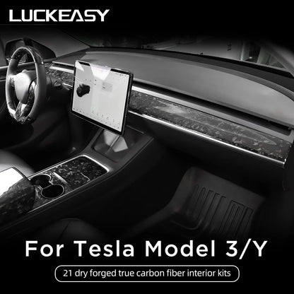 Forged Carbon Fiber Patch For Tesla Model 3 2021-2023 Steering Wheel Central Control Car Door Window Button Column Shift model3