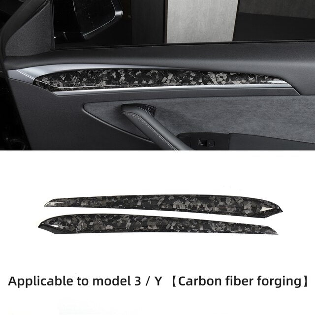 Forged Carbon Fiber Patch For Tesla Model 3 2021-2023 Steering Wheel Central Control Car Door Window Button Column Shift model3