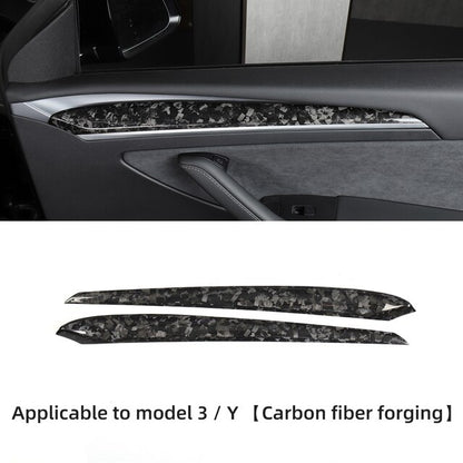 Forged Carbon Fiber Patch For Tesla Model 3 2021-2023 Steering Wheel Central Control Car Door Window Button Column Shift model3