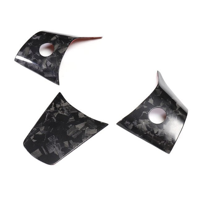Forged Carbon Fiber Patch For Tesla Model Y 2021-2023 Car Steering Wheel Central Control Car Door Window Button Column Shift