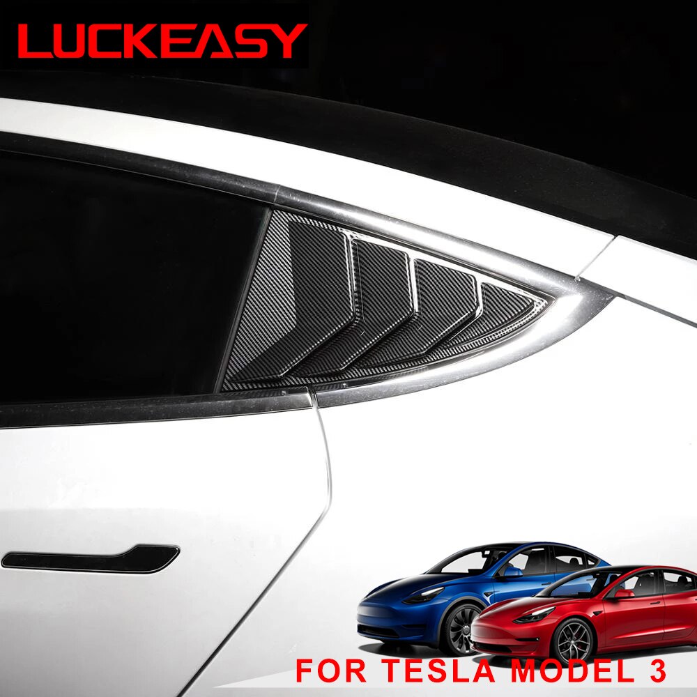 LUCKEASY Car Blinds Triangular Window For Tesla Model 3 Model3 2023 Modified Rear Door Shutter Decoration Exterior Accessories