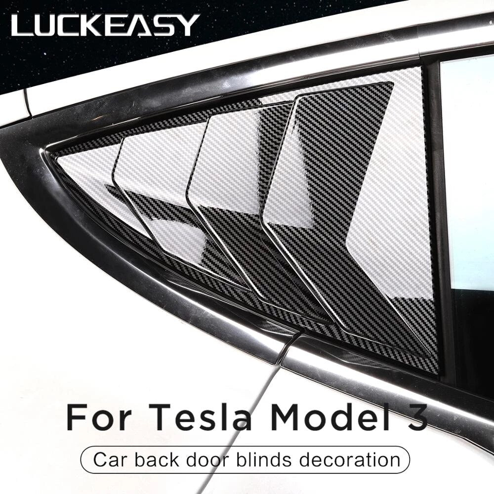 LUCKEASY Car Blinds Triangular Window For Tesla Model 3 Model3 2023 Modified Rear Door Shutter Decoration Exterior Accessories