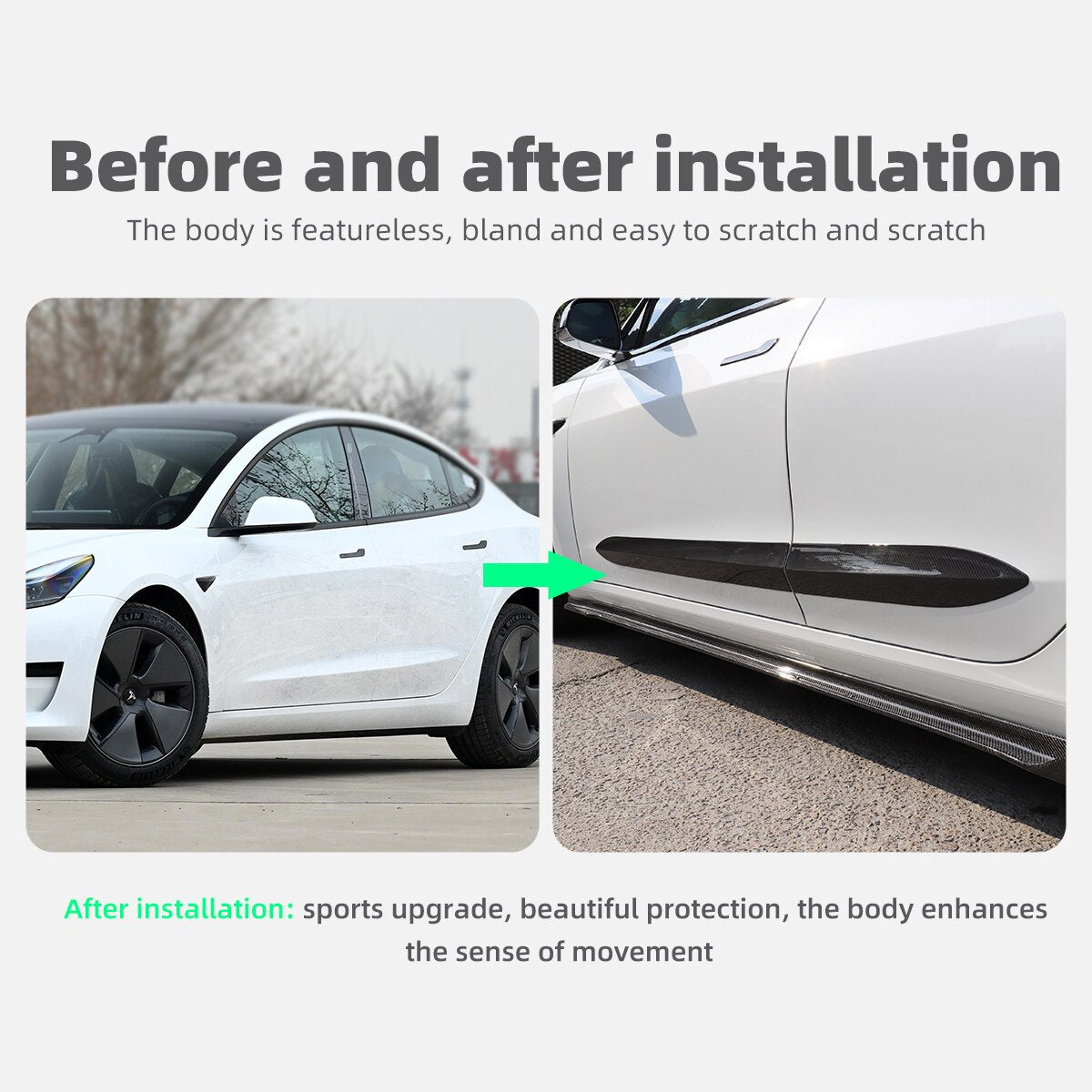 LUCKEASY Car Carbon Fiber Body Modified Decorative Strip For Tesla Model 3 Car Carbon Fiber Door Trim Model3 2017-2023 4pcs/Set