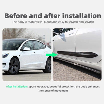 LUCKEASY Car Carbon Fiber Body Modified Decorative Strip For Tesla Model 3 Car Carbon Fiber Door Trim Model3 2017-2023 4pcs/Set