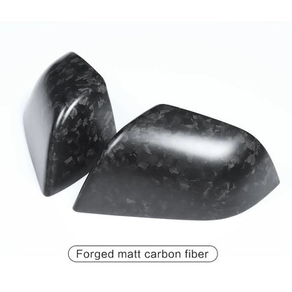 LUCKEASY Car Rearview Mirror Shell Decoration For Tesla Model 3 Model3 2023 Forged Carbon Fiber Side Mirror Cover Protective Cap