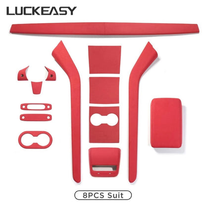LUCKEASY For Tesla Model 3 2017-2023 Interior Auto Accessories Patch Flip Fur Steering Wheel Instrument Panel Air Outlet Sticker
