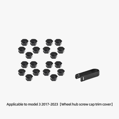 LUCKEASY For Tesla Model 3 Model X Model S 2017-2023 Wheel Hub Screw Cover Kit Car Accessories Wheel Nut Caps 20Pcs/Set