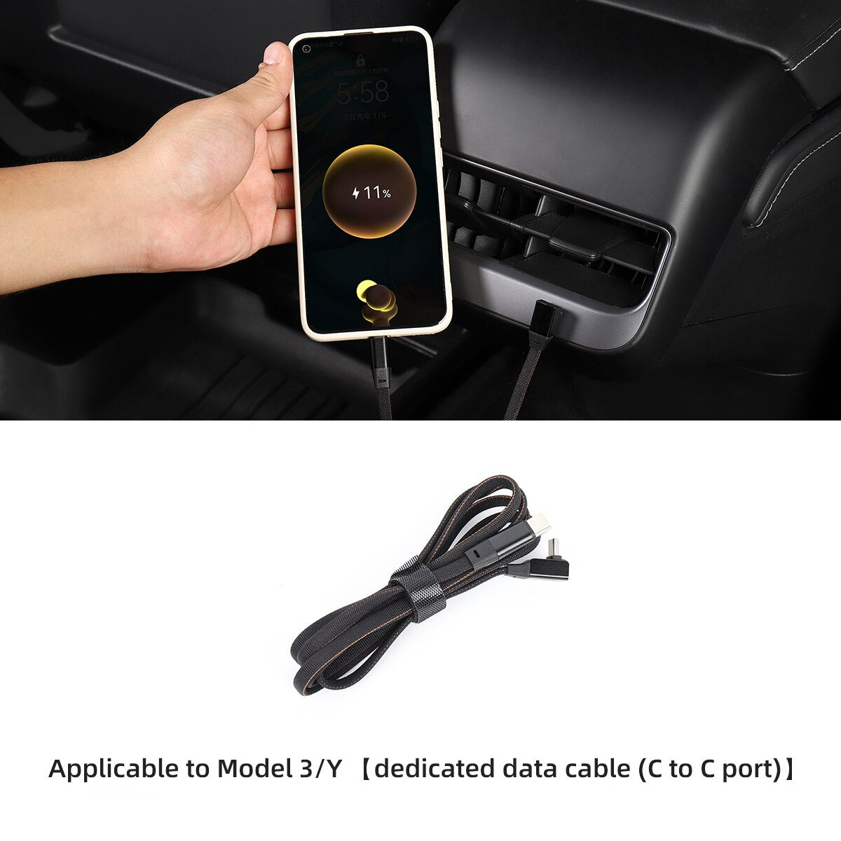 For Tesla Model 3 Model Y Central Control USB Shunt Hub Car Decoration Accessories 27W Quick Charger Docking Station