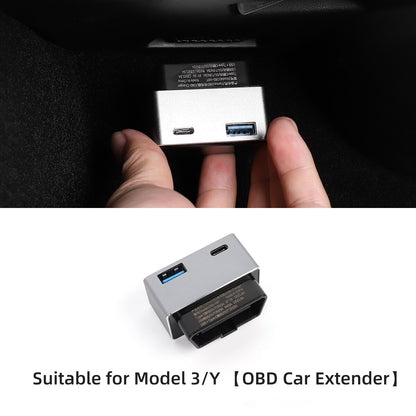 For Tesla Model 3 Model Y Central Control USB Shunt Hub Car Decoration Accessories 27W Quick Charger Docking Station
