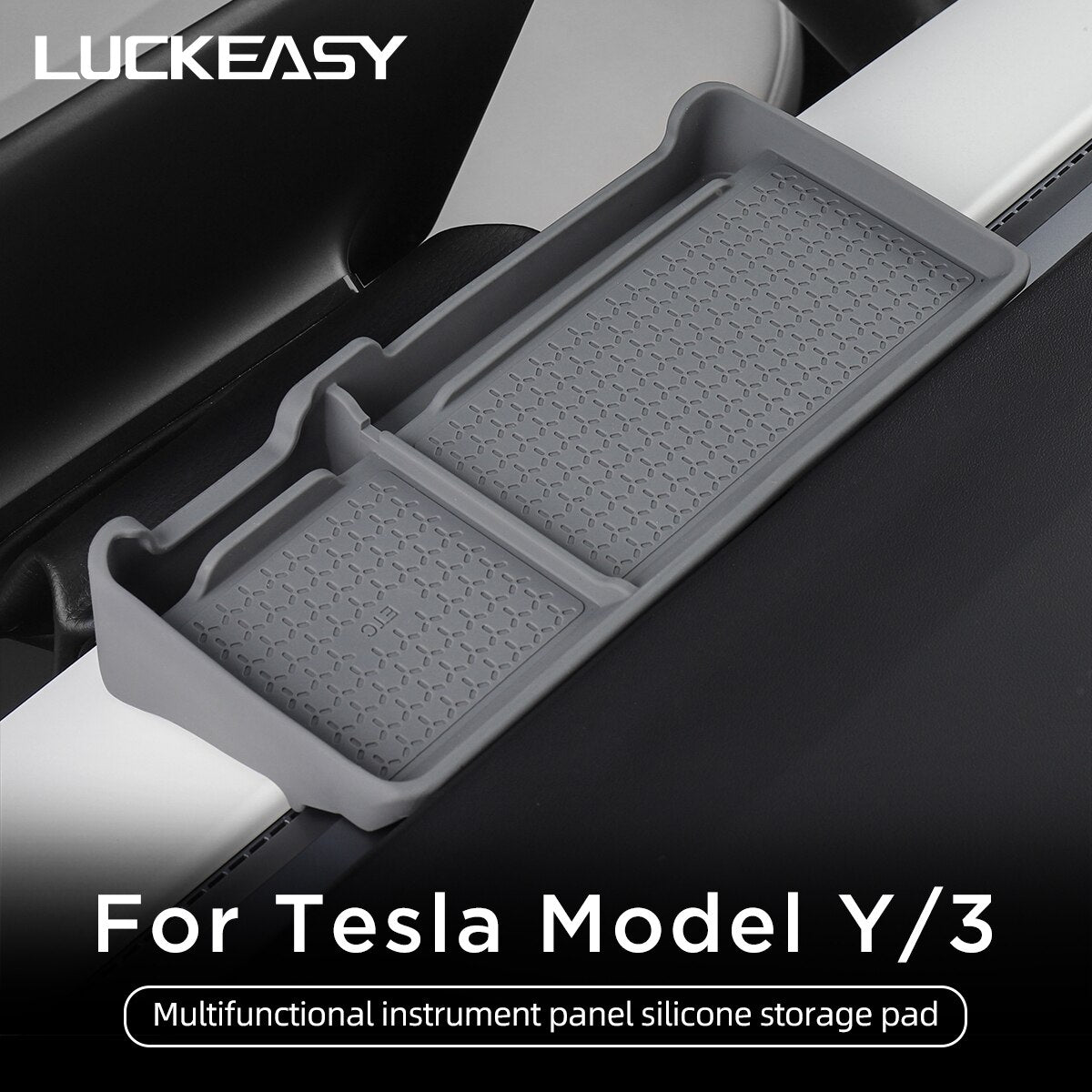 LUCKEASY For Tesla Model 3 Y 2021-2023 Car Multifunctional Dashboard Anti-Slip Pad Interior Accessories Small Item Storage Mat