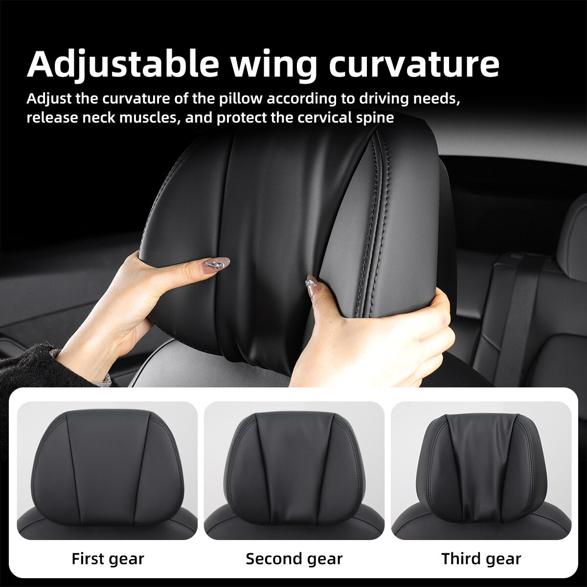 LUCKEASY For Tesla Model 3 Y 2022-2023 Head Neck Rest Support Car Seat Adjustable Pillow Replacement Headrest Car Accessories