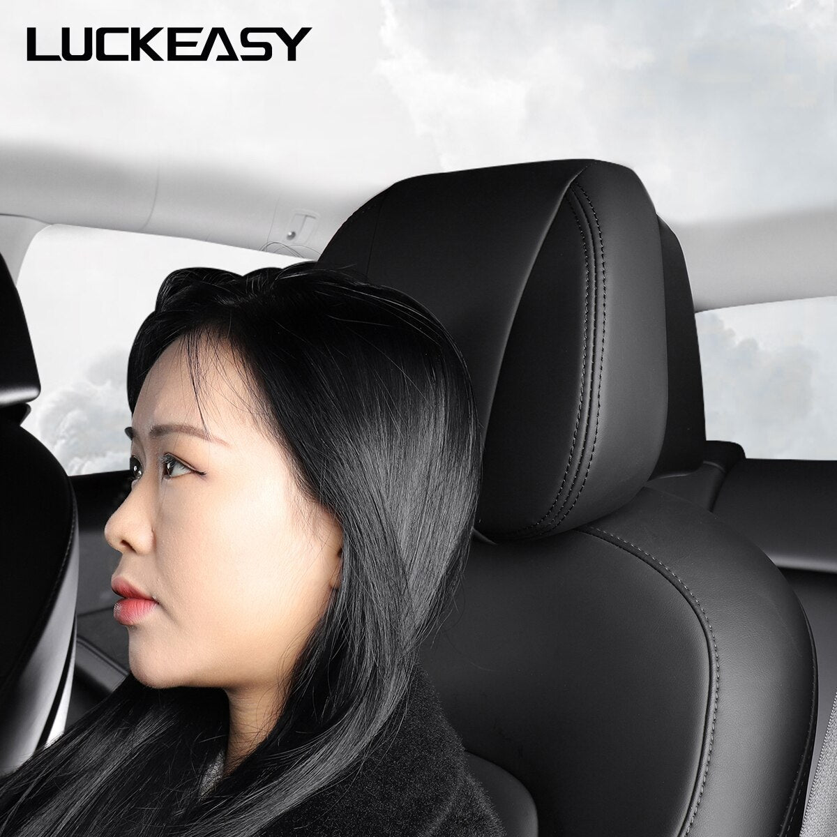 LUCKEASY For Tesla Model 3 Y 2022-2023 Head Neck Rest Support Car Seat Adjustable Pillow Replacement Headrest Car Accessories