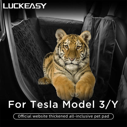 LUCKEASY For Tesla Model 3 Y S 2017-2023 Car Accessories Thickened All-inclusive Pet Pad Rear Seat Protection Cushion Pet Mat