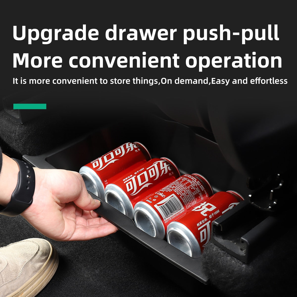 For Tesla Model Y 2017-2023 Under Seat Storage Box Organizer Drawer Holder TPE Storage Lower Box Car Accessories