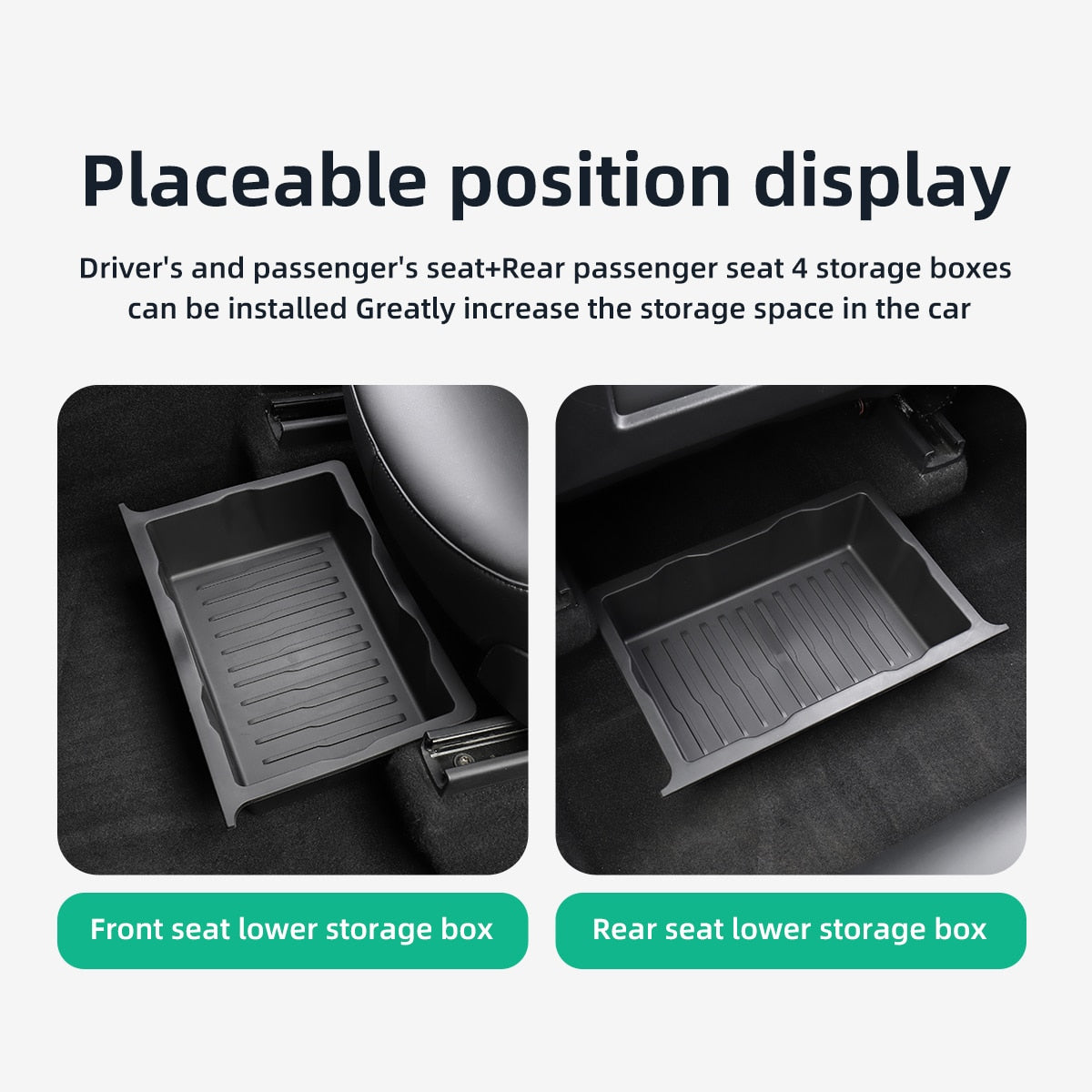 For Tesla Model Y 2017-2023 Under Seat Storage Box Organizer Drawer Holder TPE Storage Lower Box Car Accessories