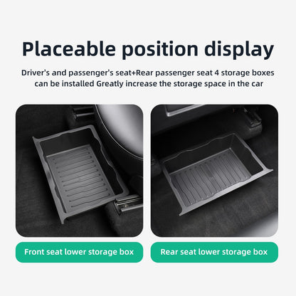 For Tesla Model Y 2017-2023 Under Seat Storage Box Organizer Drawer Holder TPE Storage Lower Box Car Accessories