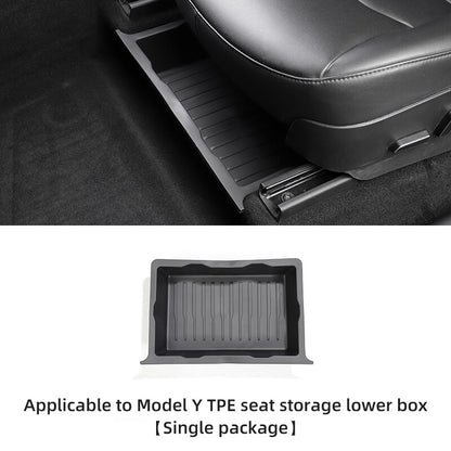 For Tesla Model Y 2017-2023 Under Seat Storage Box Organizer Drawer Holder TPE Storage Lower Box Car Accessories