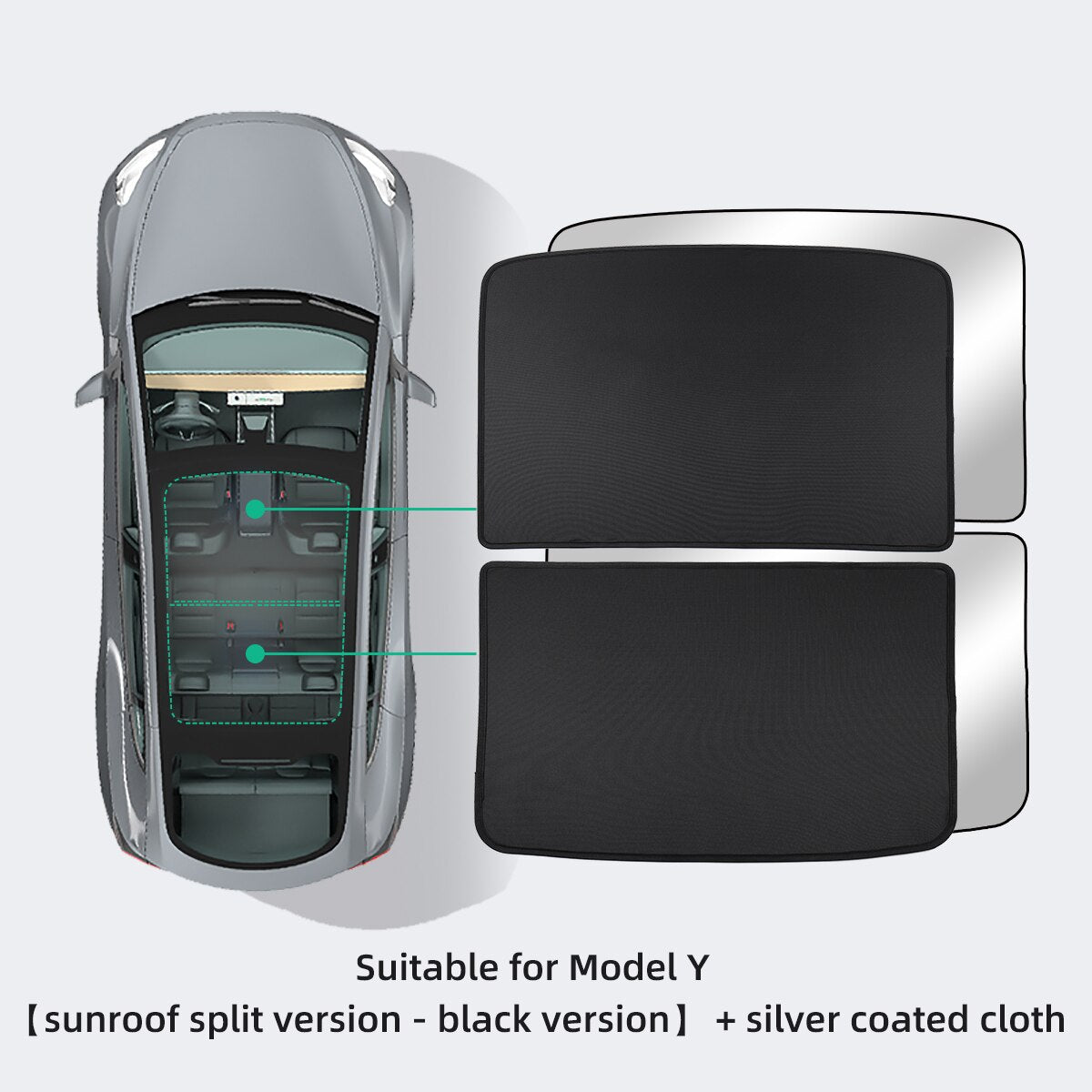 For Tesla Model Y 2020-2023 Automotive Interior Shade Net Split 2 Tablets Anti-collapse Skylight Sunshade Net Protector