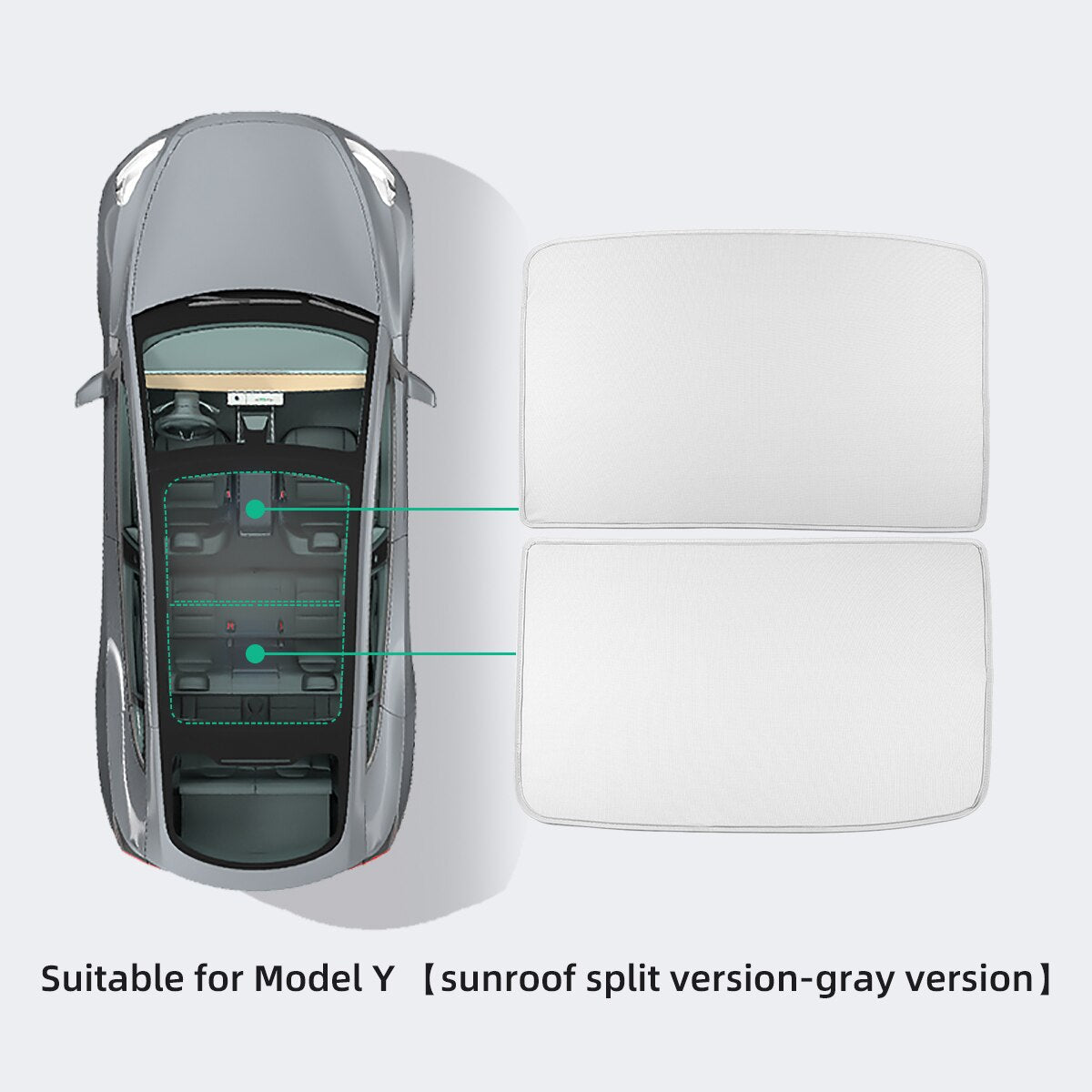 For Tesla Model Y 2020-2023 Automotive Interior Shade Net Split 2 Tablets Anti-collapse Skylight Sunshade Net Protector