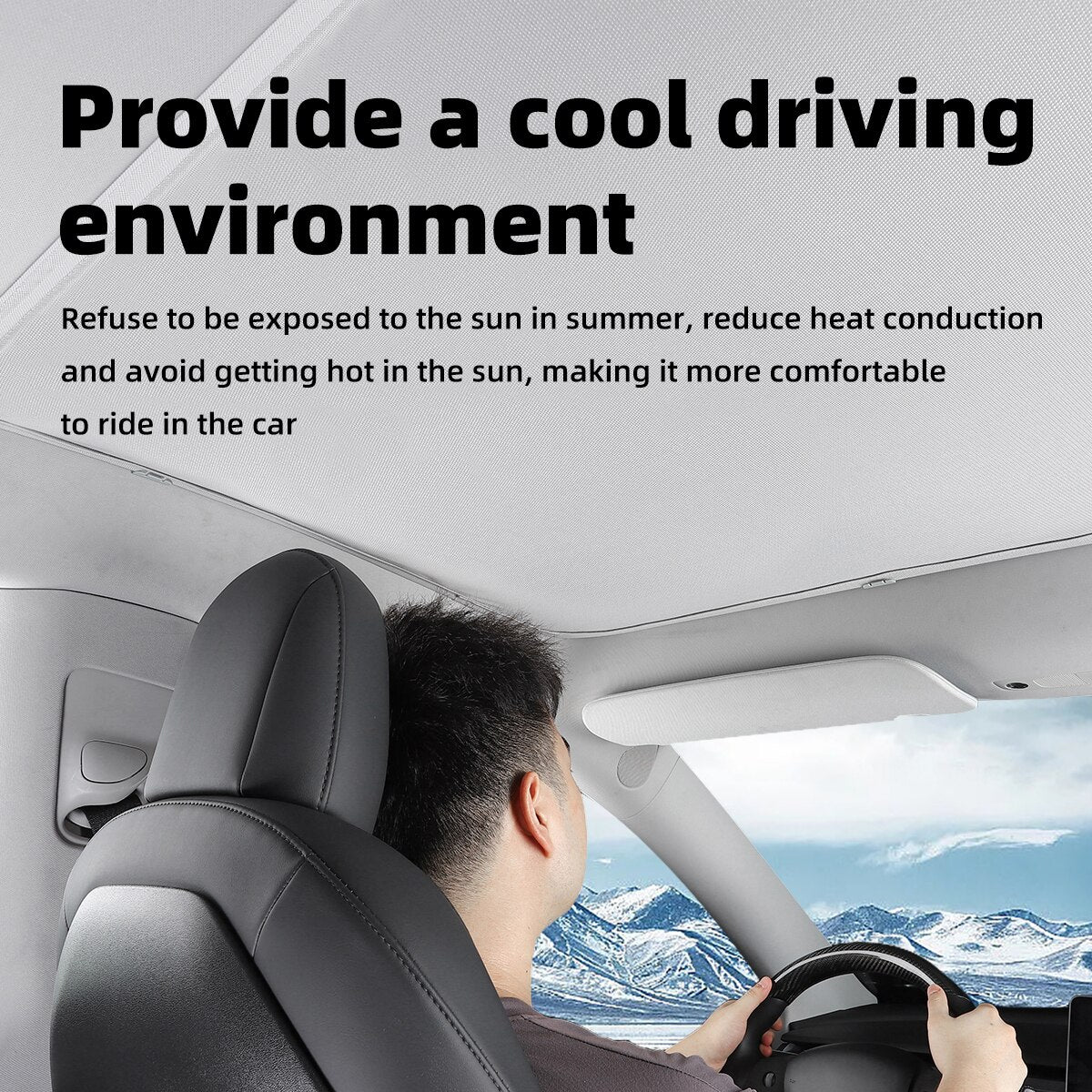 For Tesla Model Y 2020-2023 Automotive Interior Shade Net Split 2 Tablets Anti-collapse Skylight Sunshade Net Protector