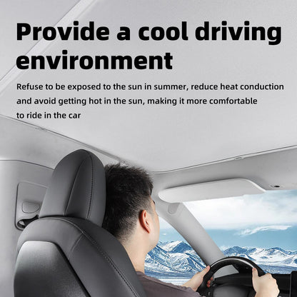 For Tesla Model Y 2020-2023 Automotive Interior Shade Net Split 2 Tablets Anti-collapse Skylight Sunshade Net Protector