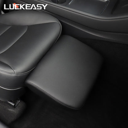 LUCKEASY For Tesla Model Y Co-pilot Leg Rest Extension Mat Model3 2017-2023 Seat Leather Soft Foot Support Leg Knee Pad Model 3