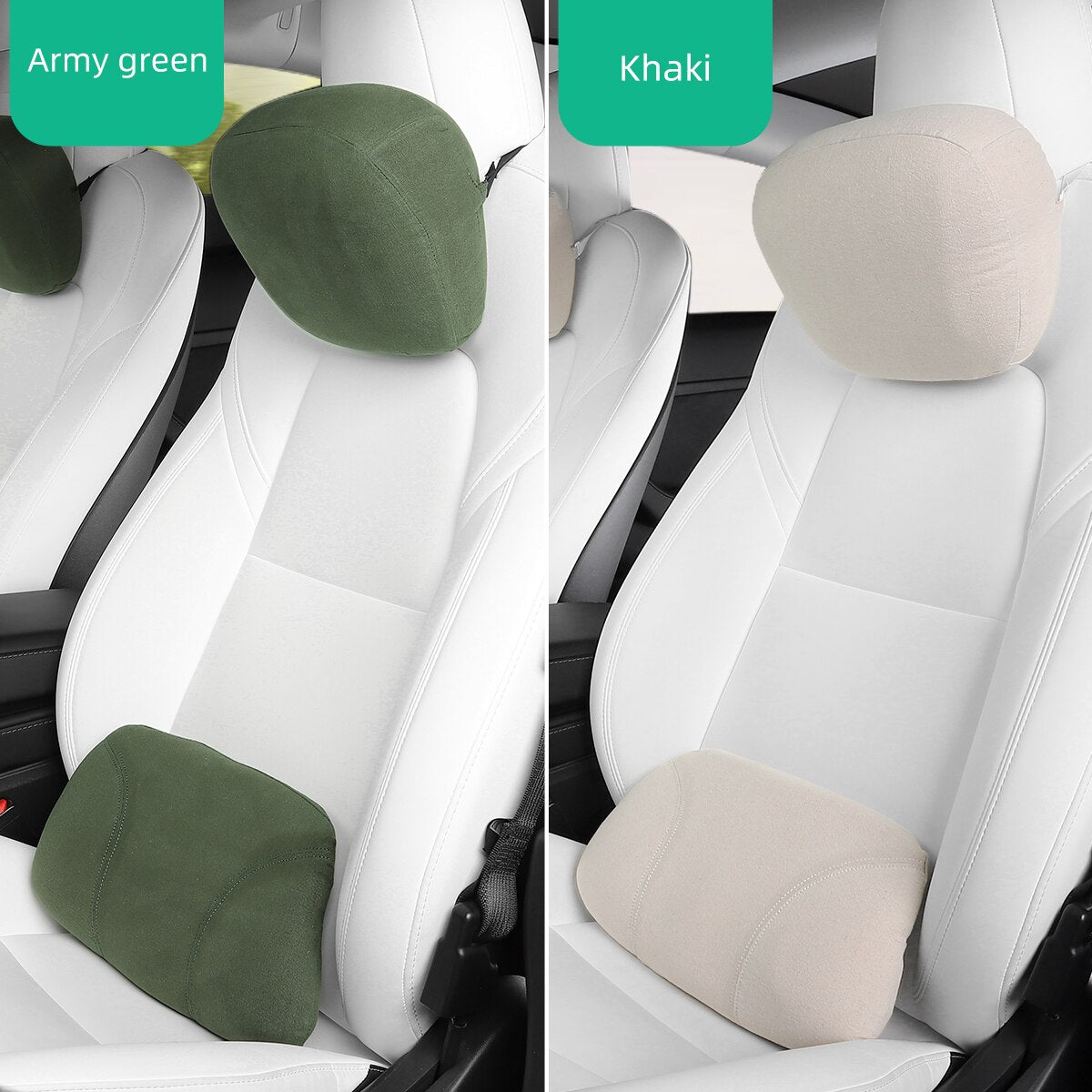 LUCKEASY For Tesla Model3 Model Y Memory Foam Breathable Seat Neck Headrest Lumbar Support Cushion Pillow Car Accessories