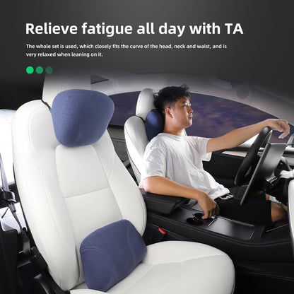 LUCKEASY For Tesla Model3 Model Y Memory Foam Breathable Seat Neck Headrest Lumbar Support Cushion Pillow Car Accessories