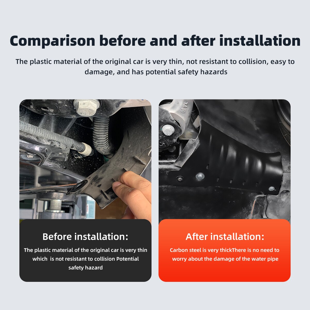 LUCKEASY For Tesla Model3 ModelY Car Carbon Steel Chassis Protection Cover Chassis Coolant Pipe Guard Modification Accessories
