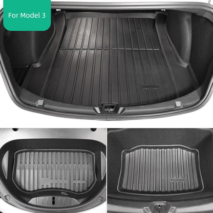 LUCKEASY Front And Rear Trunk Mats Auto Accessories For Tesla Model 3 Model Y 2021-2023 TPE Non-Slip Easy Clean Storage Mat