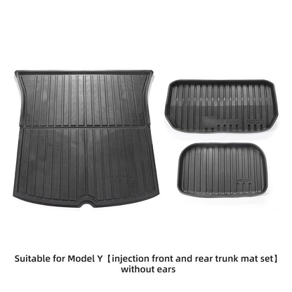 LUCKEASY Front And Rear Trunk Mats Auto Accessories For Tesla Model 3 Model Y 2021-2023 TPE Non-Slip Easy Clean Storage Mat
