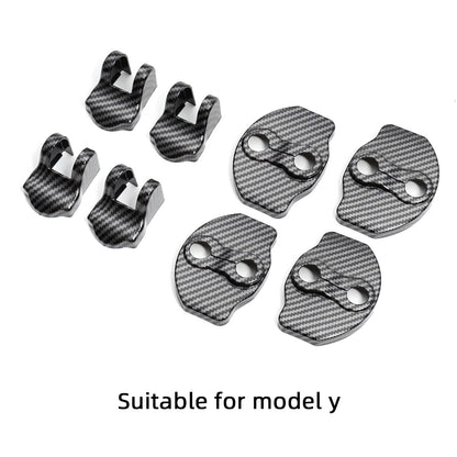 LUCKEASY model3 Car Door Lock Protective Cover For Tesla Model 3 Model Y 2017-2023 ABS Carbon Fiber Door Lock Protective Cover