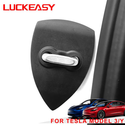 LUCKEASY model3 Car Door Lock Protective Cover For Tesla Model 3 Model Y 2017-2023 ABS Carbon Fiber Door Lock Protective Cover