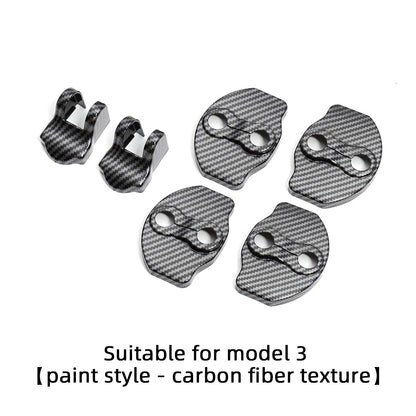 LUCKEASY model3 Car Door Lock Protective Cover For Tesla Model 3 Model Y 2017-2023 ABS Carbon Fiber Door Lock Protective Cover