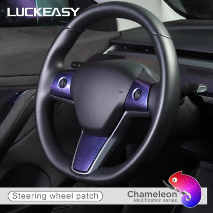 Steering Wheel Decorate Patch For Tesla Model 3 Model Y 2017-2023 Interior Accessories Starry Sky Chameleon Series Model3